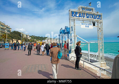 Staircase to Beau Rivage, bar and restaurant at the Promenade des Anglais, Boulevard, Nice, Côte d’Azur, Alpes-Maritimes, South France, France, Europe Stock Photo