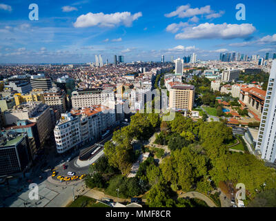 Panorama of Istanbul from a bird's eye view is shot by a droning. Stock Photo