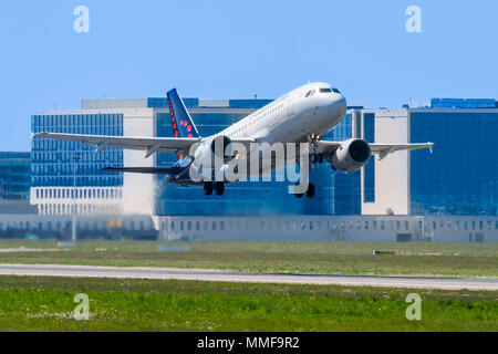 Airbus A319-111 from Brussels Airlines taking off from runway at the Brussels-National airport, Zaventem, Belgium Stock Photo