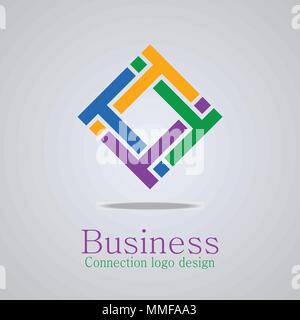 Business connecting logo, square logo design., vector icons. Stock Vector