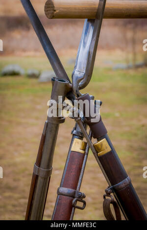 MOORPARK, CA - MARCH 18: The Blue and Gray Civil War Reenactment in Moorpark, CA is the largest battle reenactment west of the Mississippi Stock Photo