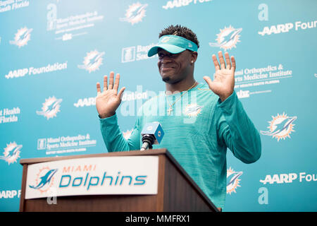 Davie, Florida, USA. 11th May, 2018. Miami Dolphins running back Kalen Ballage at rookie mini-camp in Davie, Florida on May 11, 2018. Credit: Allen Eyestone/The Palm Beach Post/ZUMA Wire/Alamy Live News Stock Photo