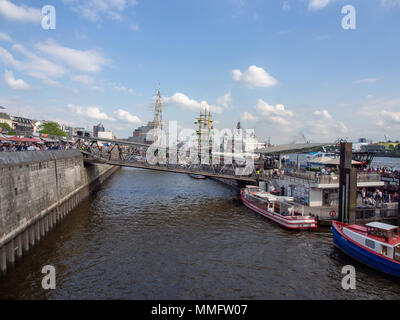 Hamburg, Germany - May 11, 2018: Every year over one hundred thousand people join the harbour anniversary in Hamburg, Germany. Credit: Michael Simon/Alamy Live News Stock Photo