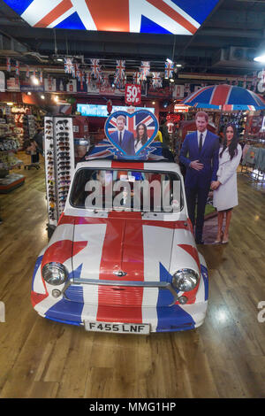 LONDON, UK - MAY 11th 2018: Shop display celebrating the Royal wedding of Prince Harry and Meghan markle. Stock Photo