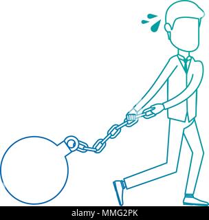 businessman sad avatar slave shackle character vector illustration design Stock Vector