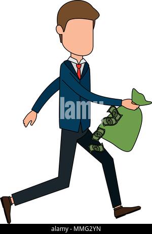 businessman sad with money sack avatar character vector illustration ...