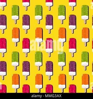 Seamless repeating background of multi-colored fruit ice cream Stock Vector