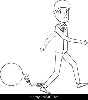 businessman sad avatar slave shackle character vector illustration design Stock Vector