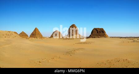 Nuri pyramids in desert, Napata Karima region , Sudan Stock Photo