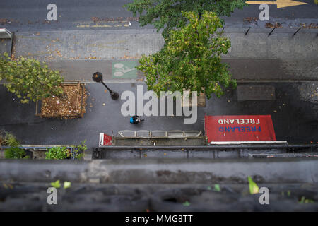 Boulevard Barbès, Paris, France - aerial view from balcony, looking onto street Stock Photo