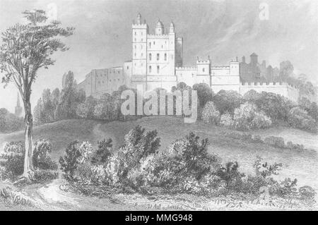 DERBYS. Bolsover Castle, Derbyshire. DUGDALE c1840 old antique print picture Stock Photo