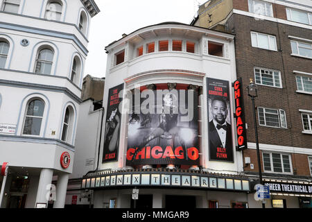 Exterior view of Phoenix Theatre with advert for Chicago musical actor Cuba Gooding Jr on Charing Cross Road in Soho London England UK  KATHY DEWITT Stock Photo