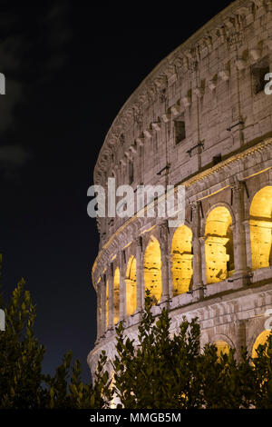 The Colosseum illuminated at night, Rome , Italy, Europe Stock Photo