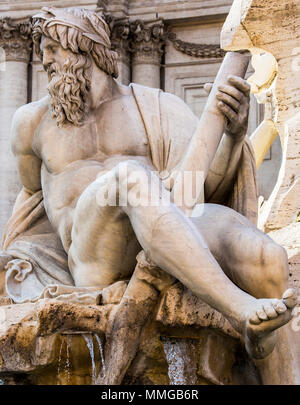 The River God Ganges on the Fountain of the Four Rivers, designed by Gian Lorenzo Bernini in Piazza Navona, Rome, Italy, Europe Stock Photo