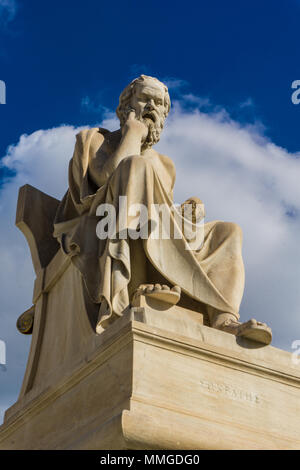 Statue of ancient Greek philosopher Socrates in the Academy of Athens in Greece Stock Photo
