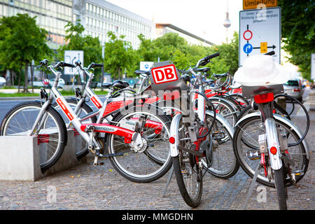 BERLIN, GERMANY - JUNE 10, 2013: Bicycle rental company Deutsche Bahn German Railways . Stock Photo