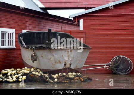 Detail of fishing net in Icy Strait Point Alaska USA Stock Photo