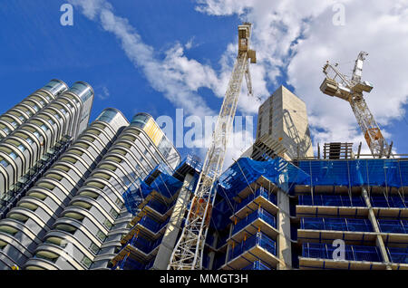 London,England, UK. 'The Corniche' apartments (left) on Albert Embankment, Vauxhall, and another block under construction Stock Photo