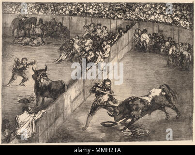 Francisco de Goya, Bullfight in a Divided Ring, Spanish, 1746 - 1828, 1825, lithograph on wove paper [edition impression printed by Gaulon in Bordeaux in 1825], Gift of W.G. Russell Allen Goya - Bullfight in a Divided Ring Stock Photo