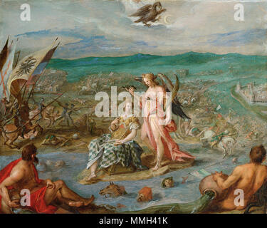 English: Allegory of the Battle of Sisak Deutsch: 5 Allegorien auf die Türkenkriege: Schlacht bei Sissek . circa 1603-1604. Hans von Aachen - Allegory of the Battle of Sisak Stock Photo