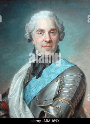 Deutsch: Porträt Hermann Moritz' Graf von Sachsen English: Portrait of Maurice de Saxe (1696 -1750), Marshal of France . circa 1748. MarechalMauricedeSaxedeLaTour Stock Photo