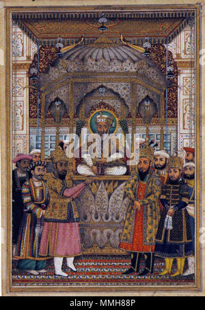 . English: Display Artist: Artist Unknown Creation Date: ca. 1837 Display Dimensions: 7 29/32 in. x 5 1/2 in. (20.1 cm x 14 cm) Credit Line: Edwin Binney 3rd Collection Accession Number: 1990.401 Collection: The San Diego Museum of Art  . 9 September 2007, 14:17:30. English: thesandiegomuseumofartcollection Bahadur Shah II in darbar (6124538615) Stock Photo