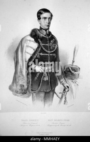 . Deutsch: Franz Josewph I. (1830-1916) Kaiser von Österreich, König von Ungarn etc. Lithographie von Adolf Dauthage, ca. 1860  . 1860. Adolf Dauthage (1825-1883) Franz Joseph I. Litho Stock Photo