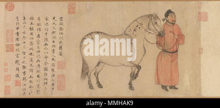 . English: Zhao Mengfu Man and Horse, dated 1296 (30.2 x 178.1 cm); Metropolitan Mus. N-Y  . 18 June 2009.   Zhao Mengfu  (1254–1322)       Alternative names ????; ???; ???; ???  Description Chinese painter  Date of birth/death 1254 1322  Location of birth/death Wuxingchang Beijing  Authority control  : Q197461 VIAF:?50532127 ISNI:?0000 0000 8050 1999 ULAN:?500121418 LCCN:?n80125431 NLA:?36730921 WorldCat 7c Zhao Mengfu Man and Horse, dated 1296 (30.2 x 178.1 cm); Metropolitan Mus. N-Y Stock Photo