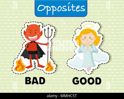 English Opposite Word on Green Template illustration Stock Vector