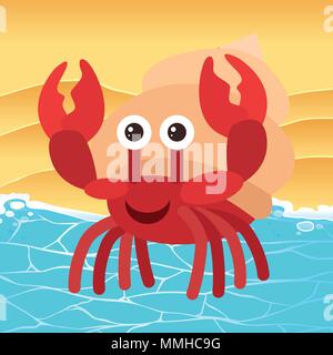 Hermit Crab Next to the c illustration Stock Vector