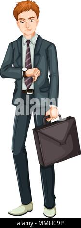 A Young Businessman on White Background illustration Stock Vector