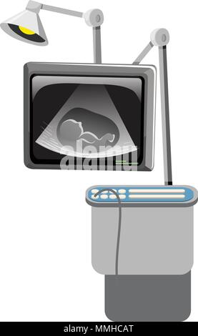 Ultrasound Machine on White Background illustration Stock Vector