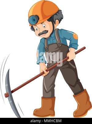 A Mine Worker on White Background illustration Stock Vector