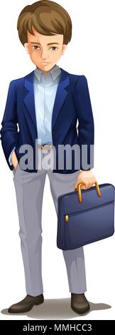 A Dull Businessman on White Background illustration Stock Vector