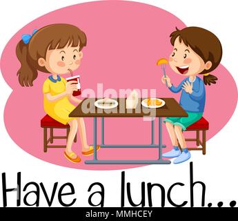 Kids eating lunch at the canteen illustration Stock Vector Image & Art -  Alamy