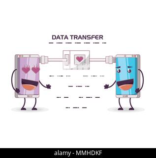 two smartphones friends comic character vector illustration design Stock Vector