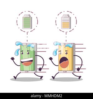 two smartphones friends comic character vector illustration design Stock Vector
