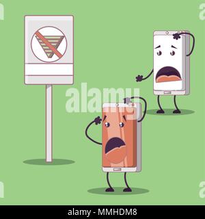 two smartphones friends comic character vector illustration design Stock Vector