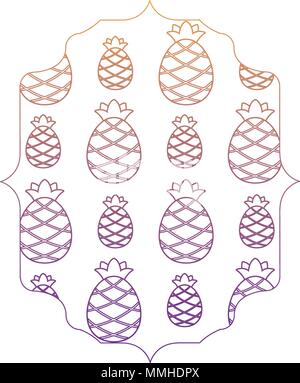 arabic frame with pineapples pattern over white background, vector illustration Stock Vector