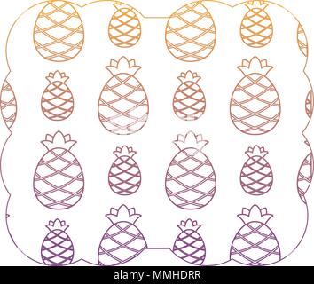 decorative frame with pineapples pattern over white background, vector illustration Stock Vector