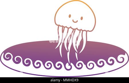 cute jellyfish icon over white background, colorful design. vector illustration Stock Vector