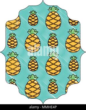 arabic frame with pineapples pattern over white background, vector illustration Stock Vector