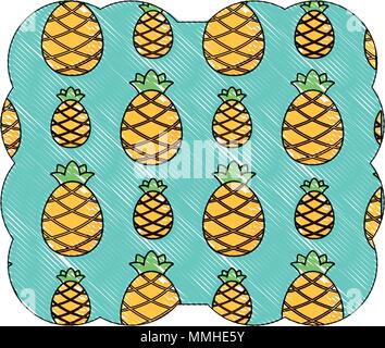 decorative frame with pineapples pattern over white background, vector illustration Stock Vector