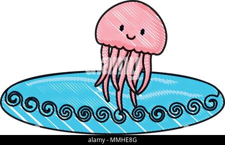 cute jellyfish icon over white background, colorful design. vector illustration Stock Vector