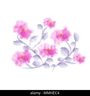 Watercolor vector floral elements suitable for wedding invitation or greeting card Stock Vector