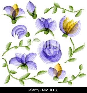 Watercolor vector floral elements suitable for wedding invitation or greeting card. Vector format Stock Vector
