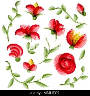 Watercolor vector floral elements suitable for wedding invitation or greeting card. vector format Stock Vector
