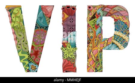 VIP. Vector decorative zentangle object Stock Vector