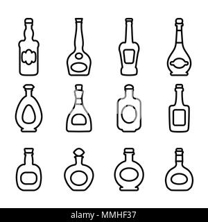 Alcoholic drinks, outline icons bottles Stock Photo
