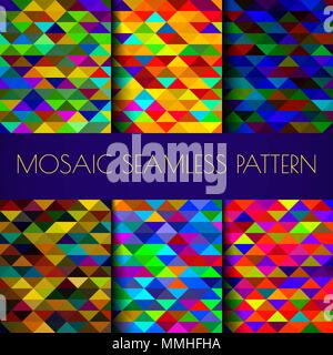 Seamless mosaic triangles colorful texture Stock Vector